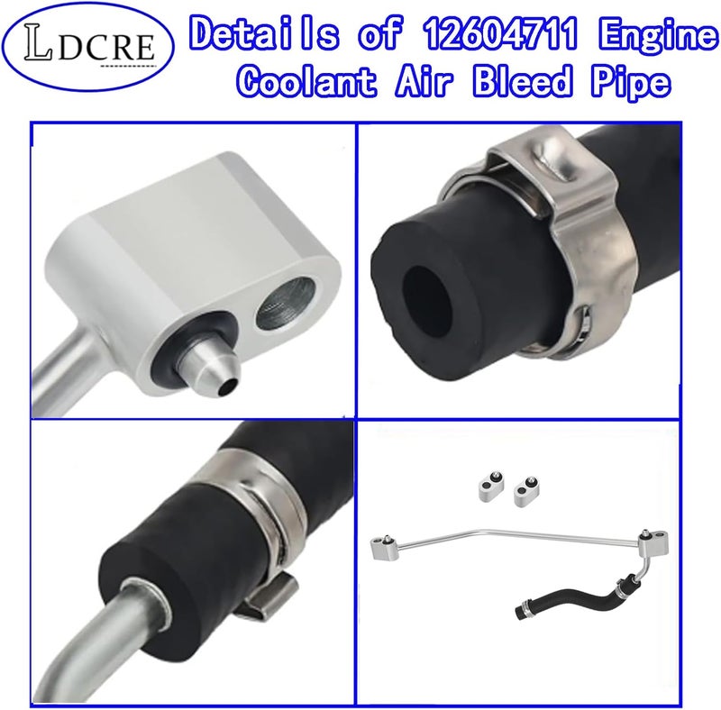 LDCRE 12604711 Engine Coolant Air Bleed Pipe, Engine Coolant Bleeder Crossover hose Fits for Cadillac Escalade, Chevrolet, GMC, Hummer H2, Rainier #Replace 626-543 12604711, 12559091, 12581215 - Image 5